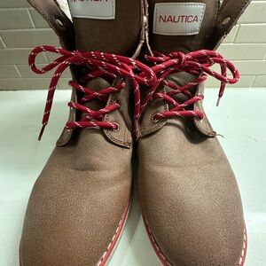 Nautica Men's Tan Boots with Red Accents